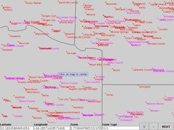 Many cities even at high zoom levels--USA: OK/TX/AR/LA area