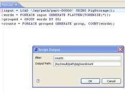Modal windows for output path when running a pig script