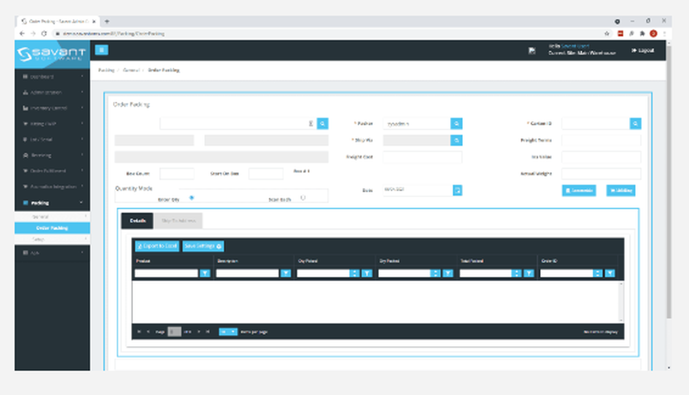 Savant Shipping Manifest Screenshot 1