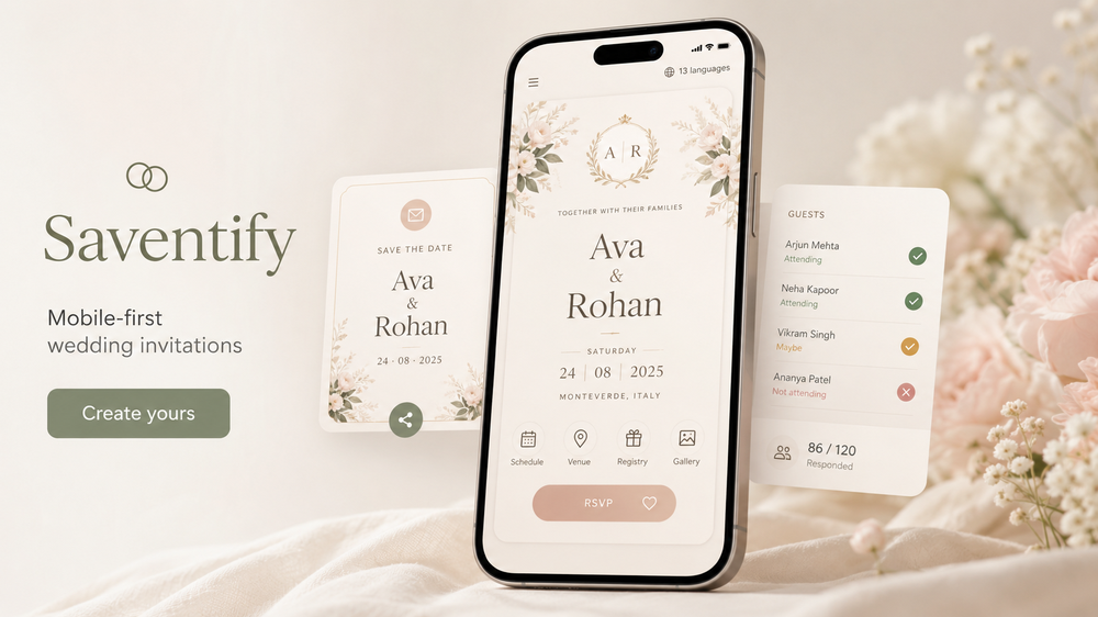 Saventify RSVP and Save the date digital invitations
