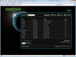 Main Page, showing last played Matches
