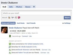 Facebook news feed with Match played