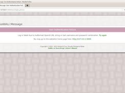 The SaWALi message page template showing an authentication failure message.