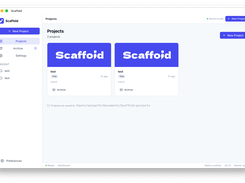 Projects screen