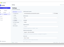 Settings screen