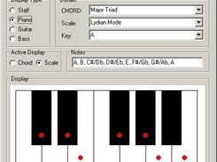 Display of a scale on a piano keyboard