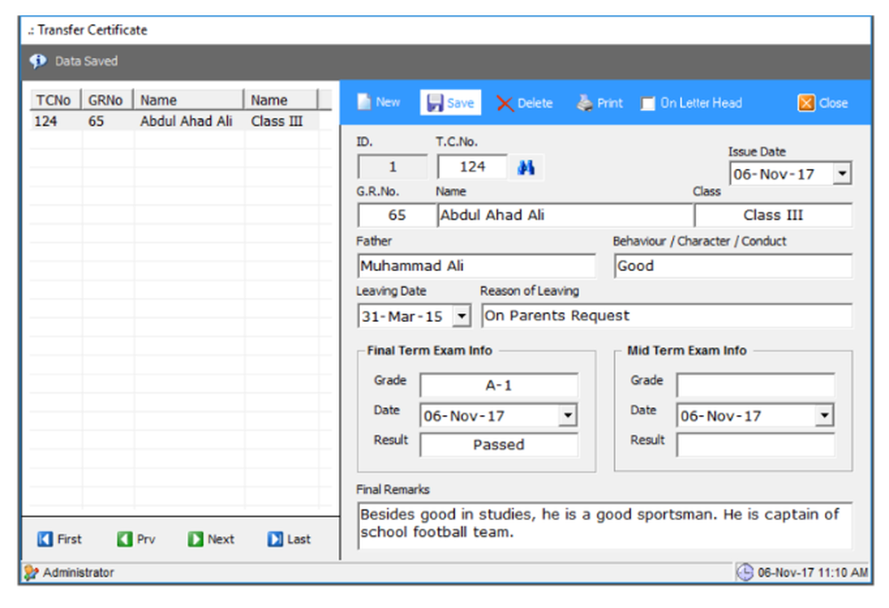 Deltasoft School Management Software Screenshot 1