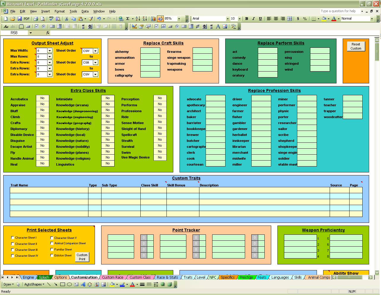 sCoreForge Pathfinder Character Creator | SourceForge.net