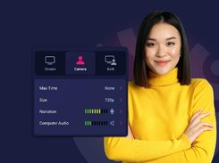 Record your screen, webcam, or both, with voice narration and computer audio. Blur or remove your background, or choose a virtual background. 
