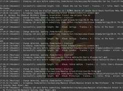 The logfile of scrobberd/asshout on a transparent terminal