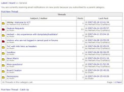 Screenshot of the board's thread list.