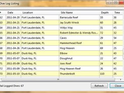 Dive Log Listing