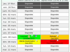 Calendrier des plongées