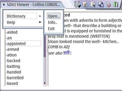 SDict Viewer 0.1.0, Maemo 1.1 - Menu