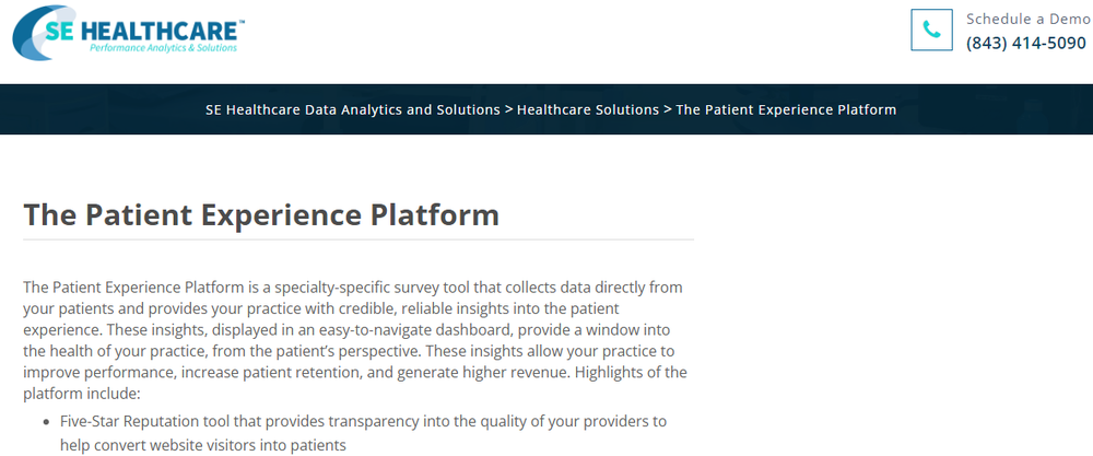 SE Healthcare Patient Experience Platform Screenshot 1