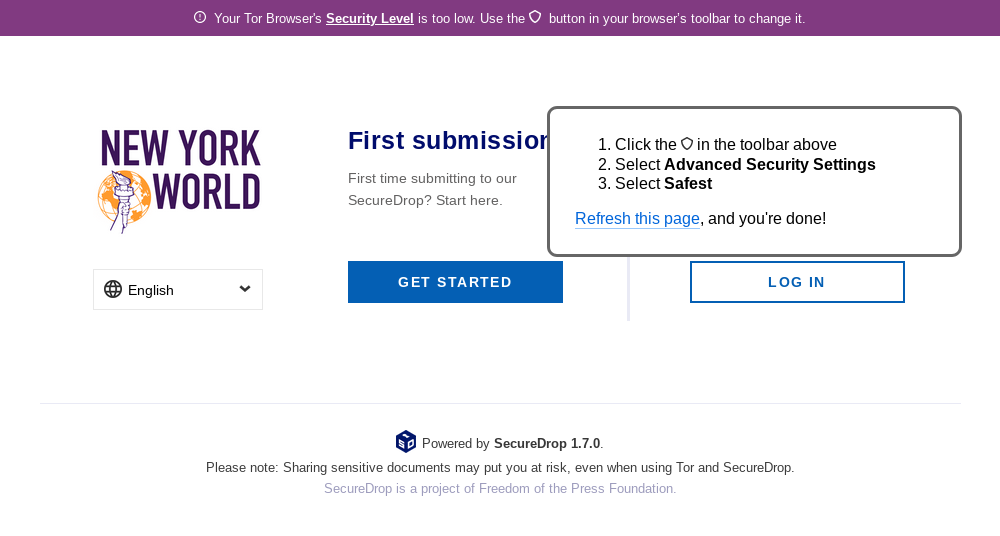 SecureDrop Screenshot 1
