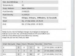 Print out of experiment summary with table of settling times