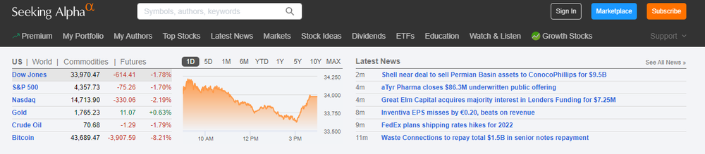 Seeking Alpha Screenshot 1