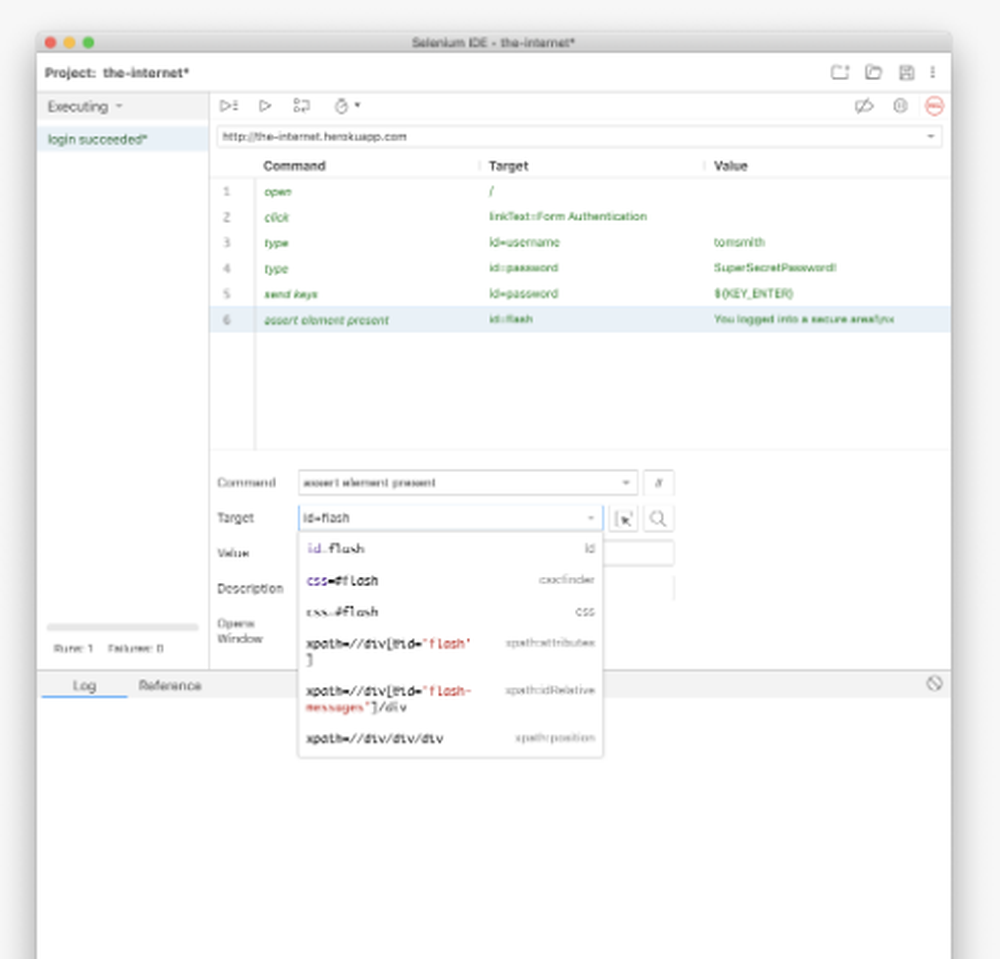 Selenium IDE Screenshot 1