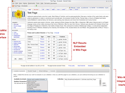 The Wiki-NLP integration user interface embedded in a wiki page