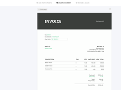 When creating an invoice, users can edit the template, the font, due date, add tax rules, and add more than one contact.