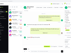 Unified inbox — every conversation from all channels in one shared team view, with assignments, tags and notes.