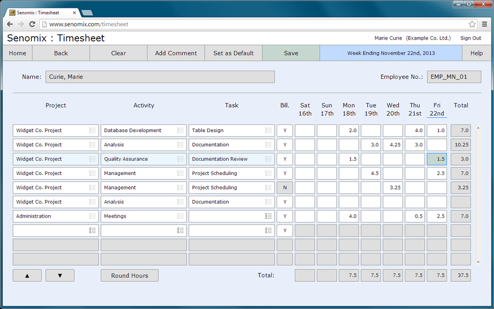 Senomix-TimeSheet