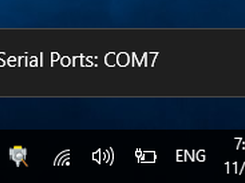 Notification displayed when a serial port is plugged in