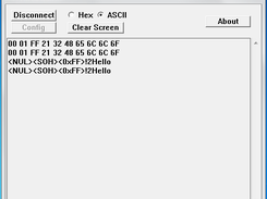 Main window showing Hex and ASCII display mode