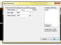 The second form in the application, configuring the ports.