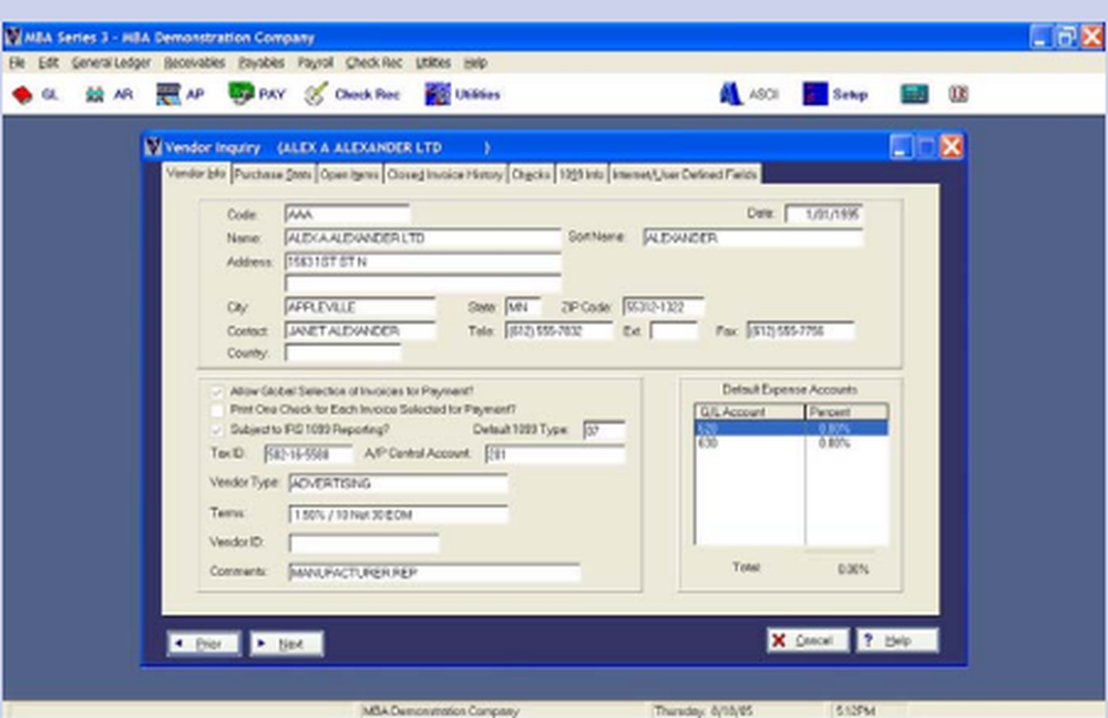 SERIES 3 Accounts Payable Screenshot 1