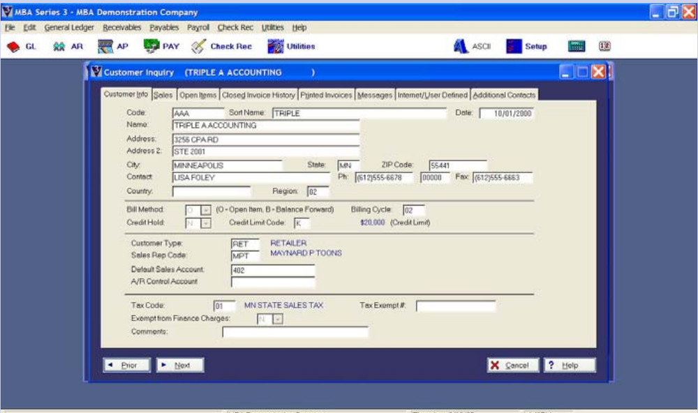 SERIES 3 Accounts Receivable Screenshot 1