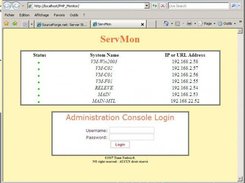 Home page where you see the status of server