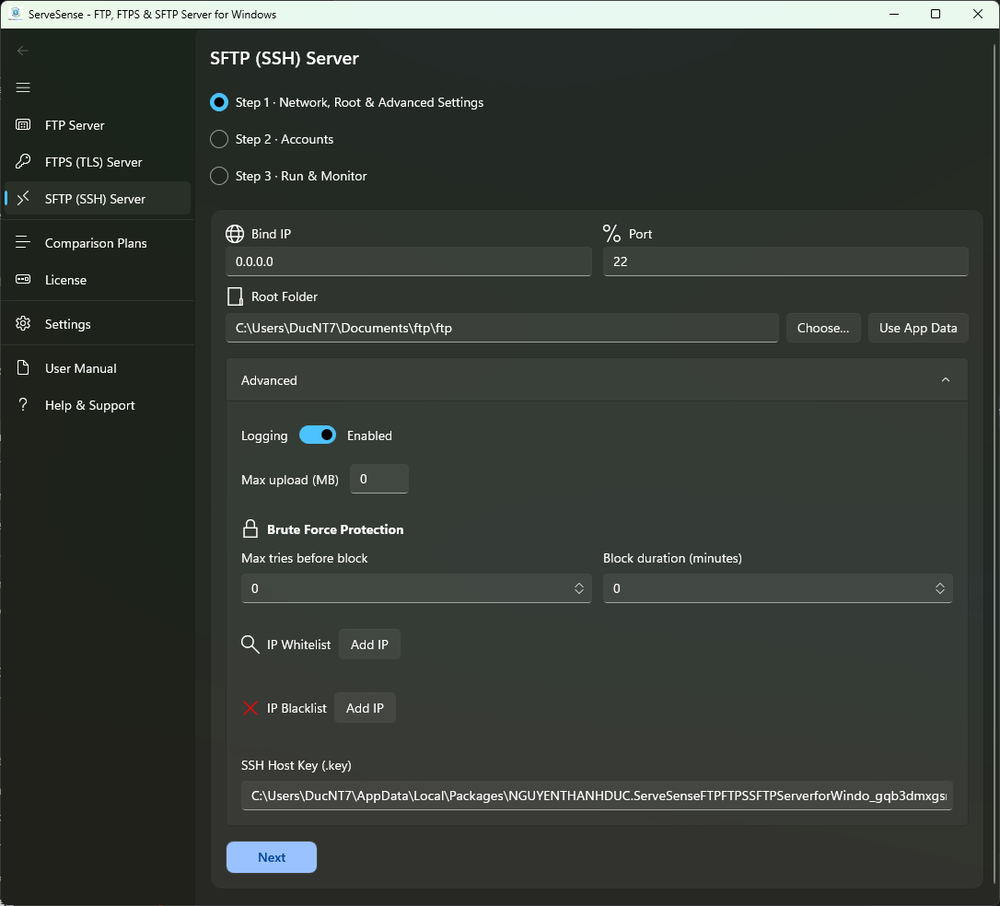 Step 1 - Network Settings