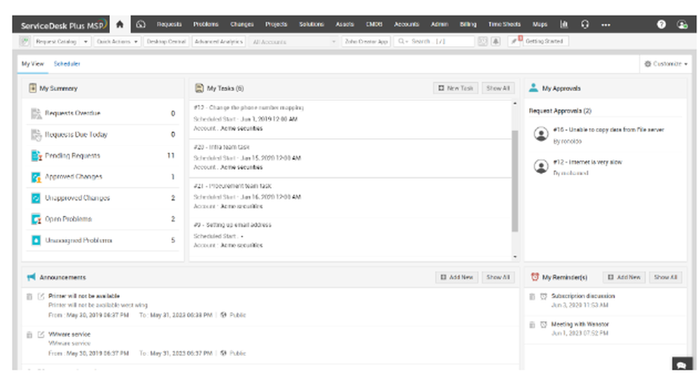 ServiceDesk Plus MSP Screenshot 1