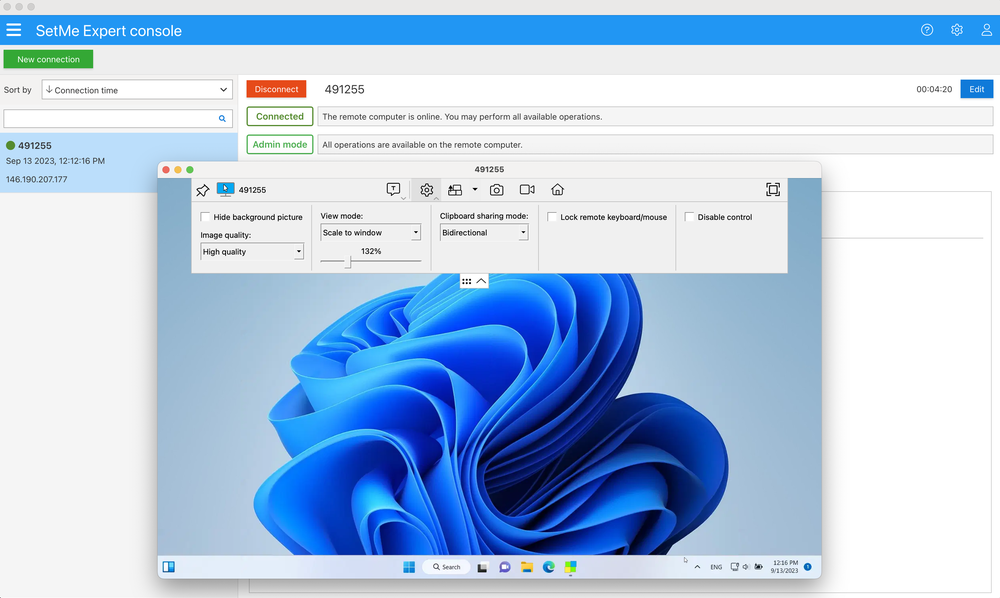 Controlling a remote Windows computer with SetMe