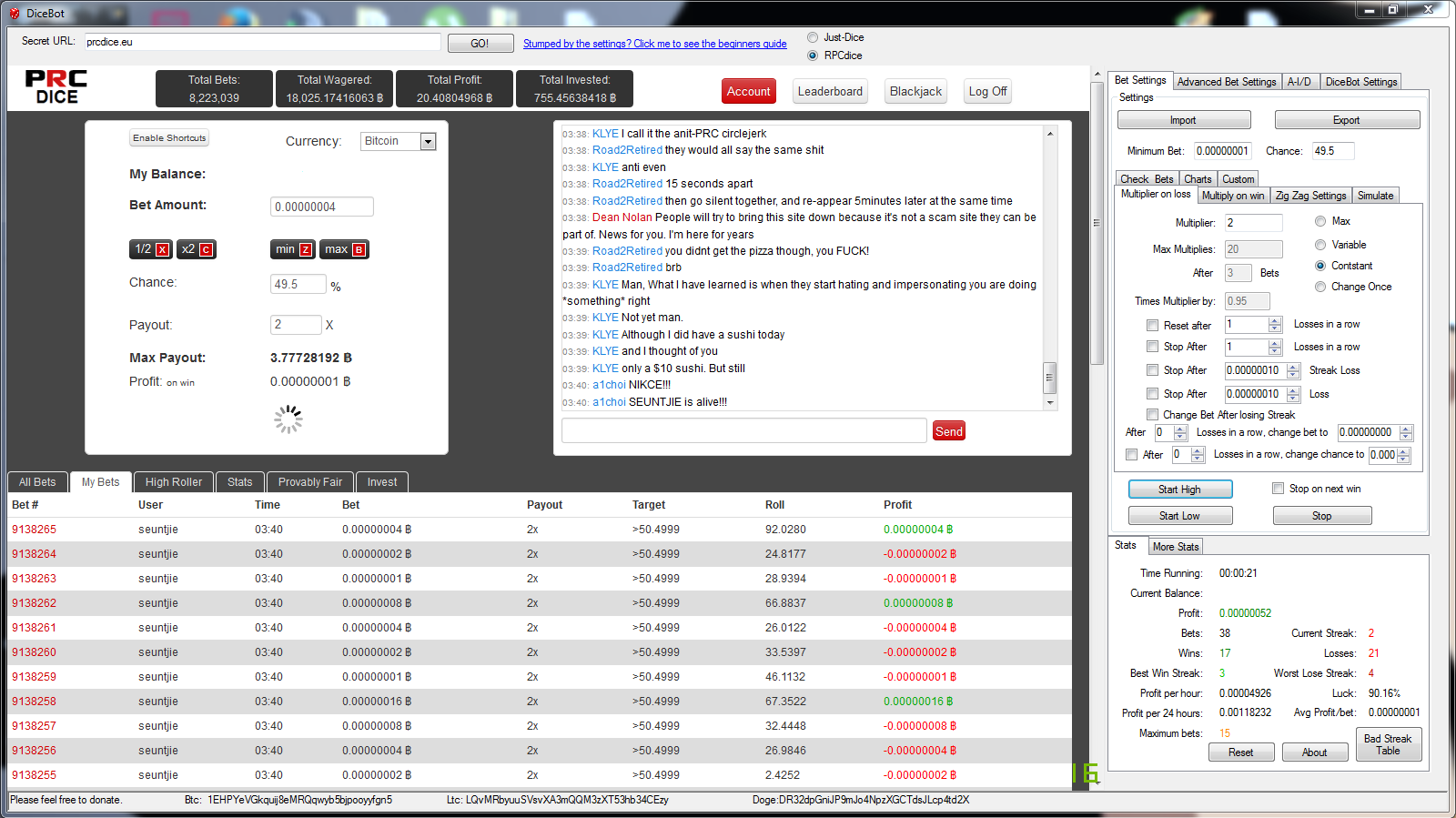 Seuntjie DiceBot download | SourceForge.net