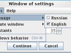 Menu of sevents settings window