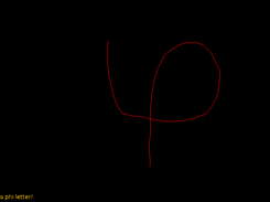 An example of shape recognition with a lowercase phi letter on version 0.1