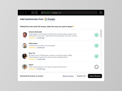 Select the reviews you love and import them from Google with a single click.