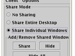 Linux: Select windows to share/hide, connect to clients