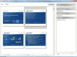 Display of slide thumbnails with information (zoom effect)