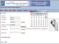 Adding a client, popup date select calendar
