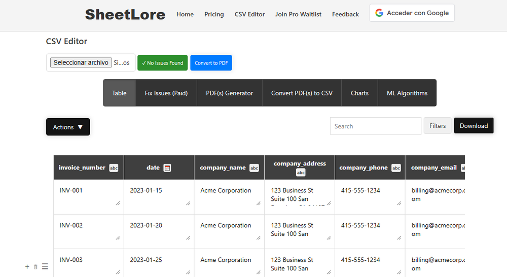 SheetLore Screenshot 1