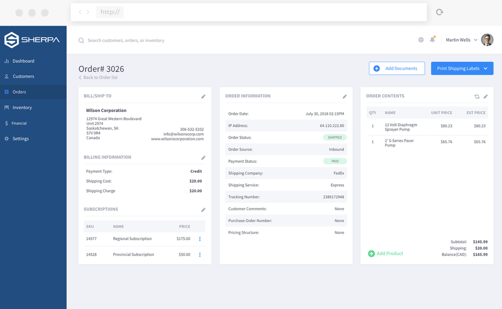 Sherpa ERP Screenshot 1