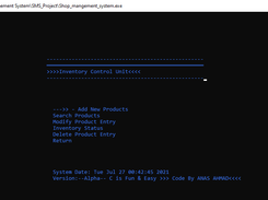 Product/Inventory Control Unit Menu