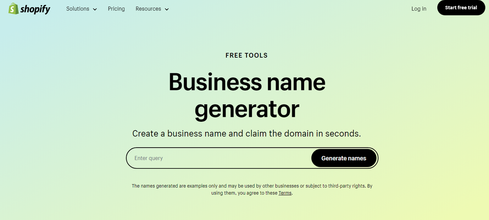 Shopify Business Name Generator Screenshot 1