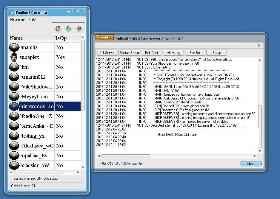 shoutcast win32 console/gui server v1.9.5