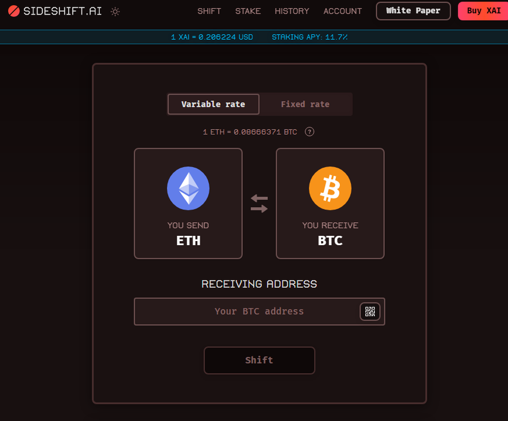 SideShift.ai Screenshot 1