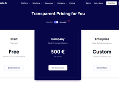 Pricing plans for Siesta AI platform